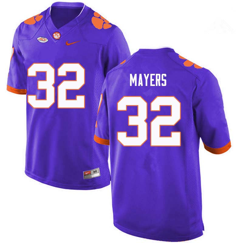 Men #32 Sylvester Mayers Clemson Tigers College Football Jerseys Sale-Purple - Click Image to Close